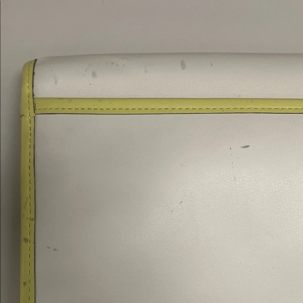 Coach White and Yellow Clutch / IPad bag